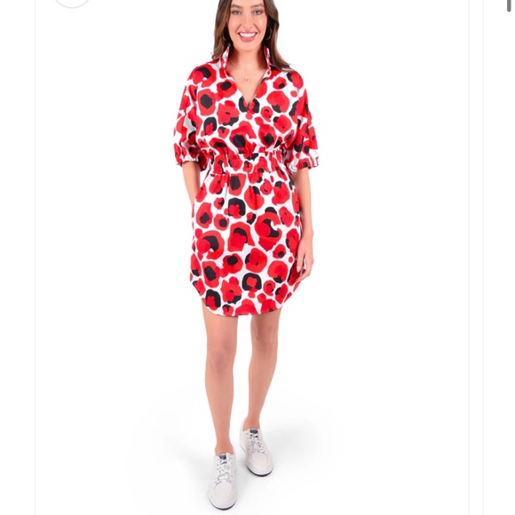 Chic Red and Black Patterned Women's Dress GAME DAY UGA Palmer dress - Picture 1 of 4